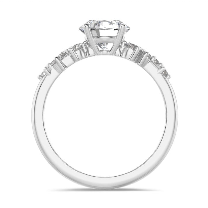 1.20 carat solitaire cluster ring in white gold with a round diamond