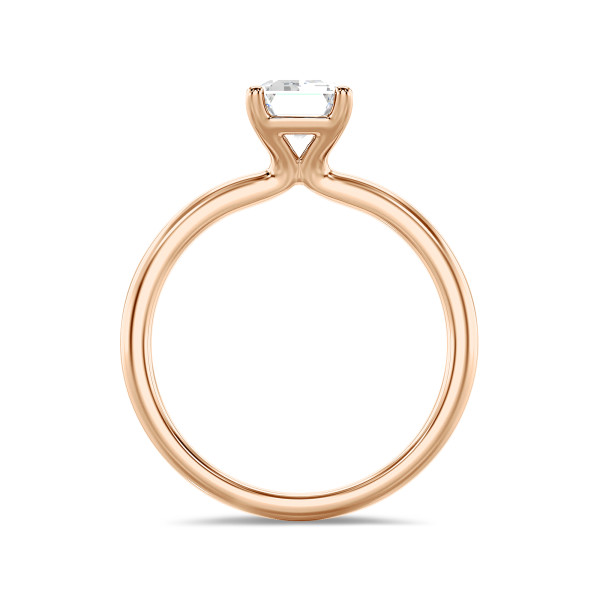 약혼 반지 - 1.50캐럿 솔리테어 링에 레드 골드 세팅된 실험실 재배 에메랄드 컷 다이아몬드