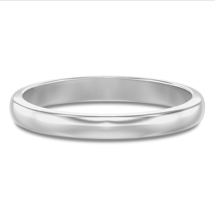 플래티넘 소재의 3.00mm 약간 돔형 표면 웨딩 링