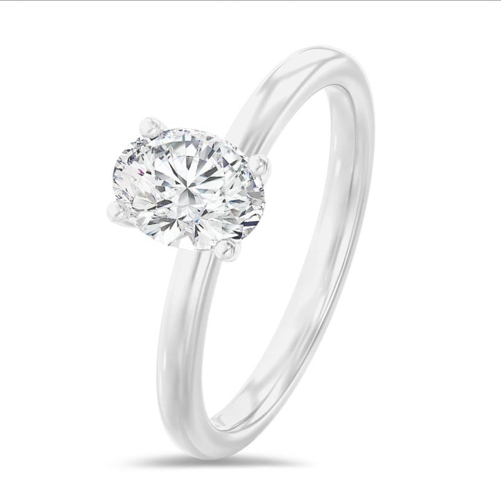 5.00캐럿 솔리테어 링, 화이트 골드에 오벌 다이아몬드