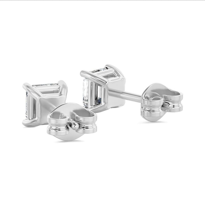 4.00캐럿 솔리테어 아셔 컷 다이아몬드 귀걸이 (화이트 골드)