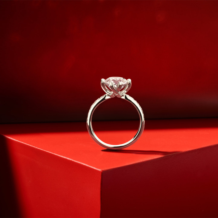 2.00캐럿 솔리테어 다이아몬드 반지(황금색 금)에 사이드 다이아몬드 장식