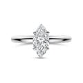 1.00캐럿 솔리테어 링, 화이트 골드에 진주 모양 다이아몬드