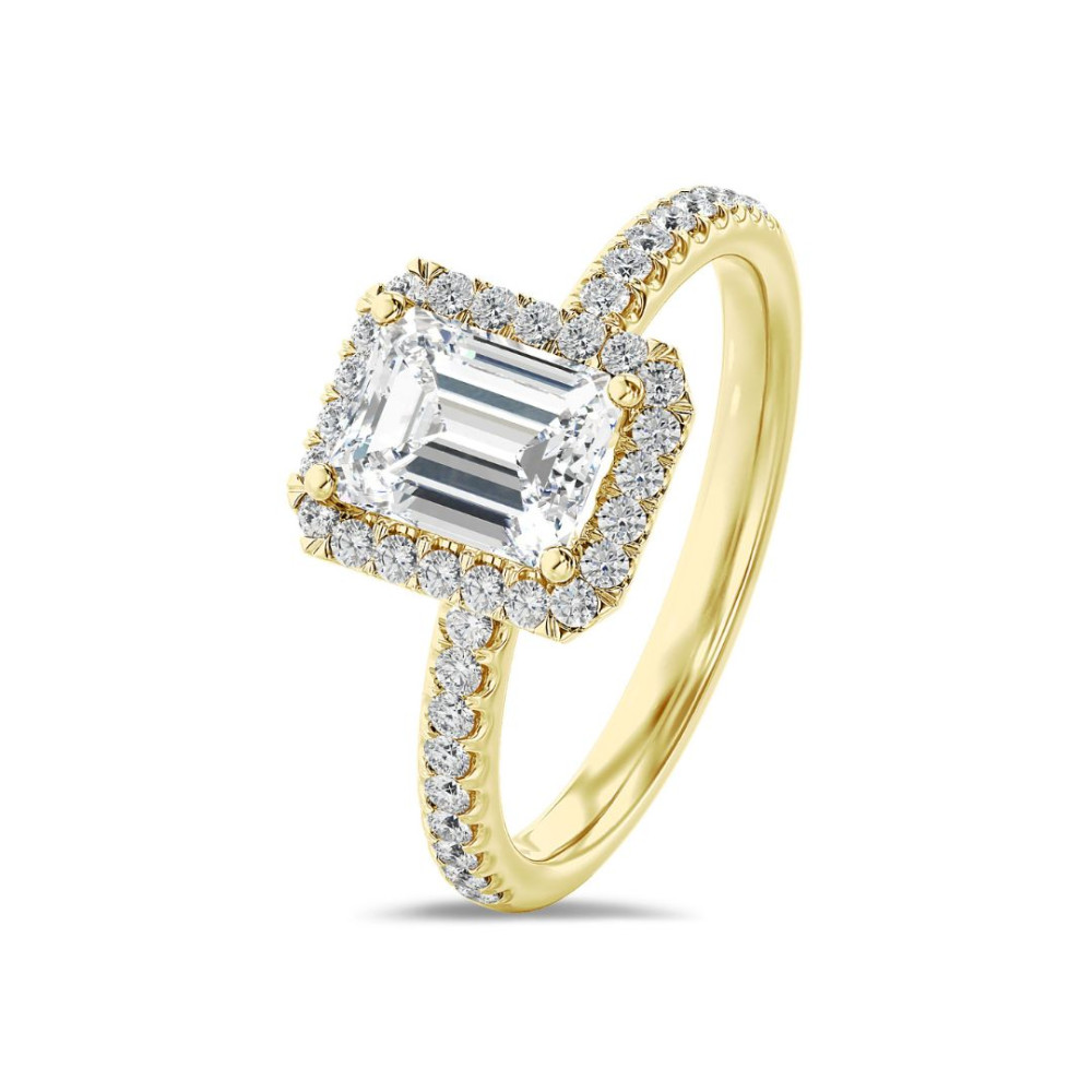 Yellow gold halo diamond engagement ring