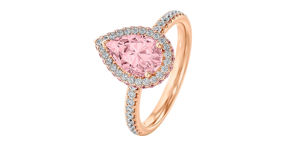 Pink diamond pear cut ring
