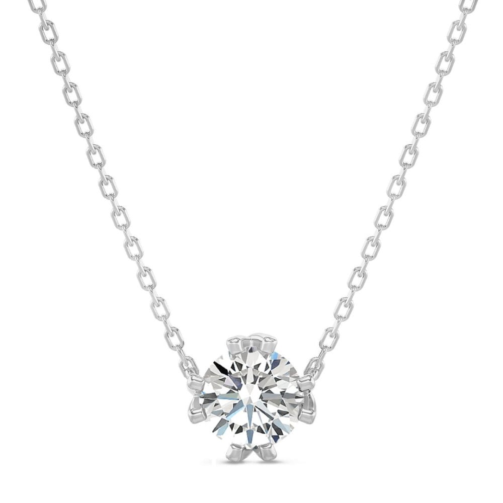 White gold diamond solitaire necklace