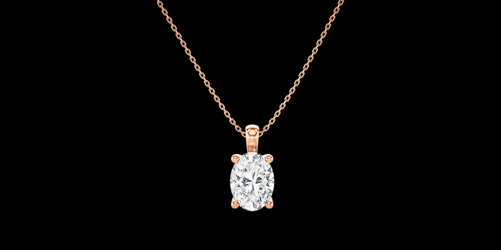 Red gold diamond pendant necklace