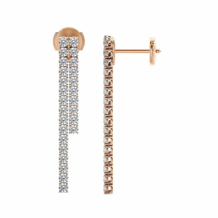 3.90 karaat rivière oorbellen in rood goud met lab grown diamanten