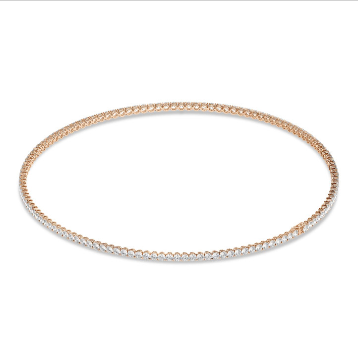 14.60 karaat rivière halsketting in rood goud met lab grown diamanten