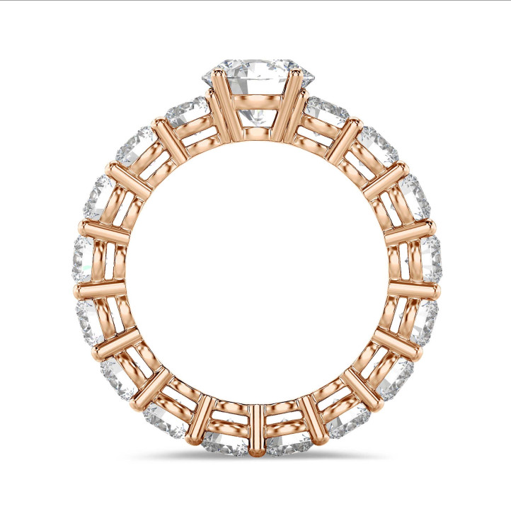 1.50 karaat solitaire ring in rood goud met ronde diamanten