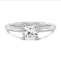 3.00 karaat solitaire ring met een lab grown cushion diamant in wit goud
