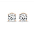 2.00 karaat solitaire oorbellen in rood goud met cushion diamanten