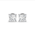 3.00 karaat solitaire oorbellen in wit goud met lab grown princess diamanten