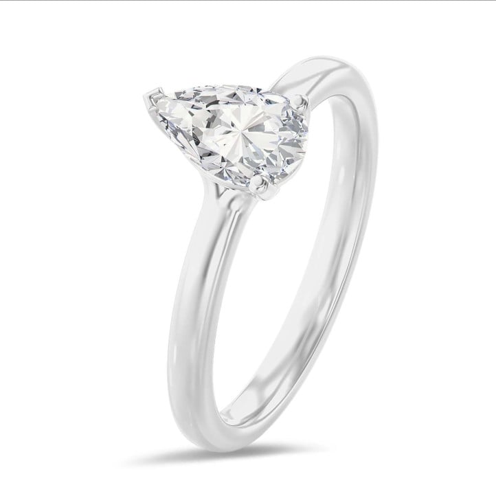2.50 karaat solitaire ring met peervormige lab grown diamant in wit goud