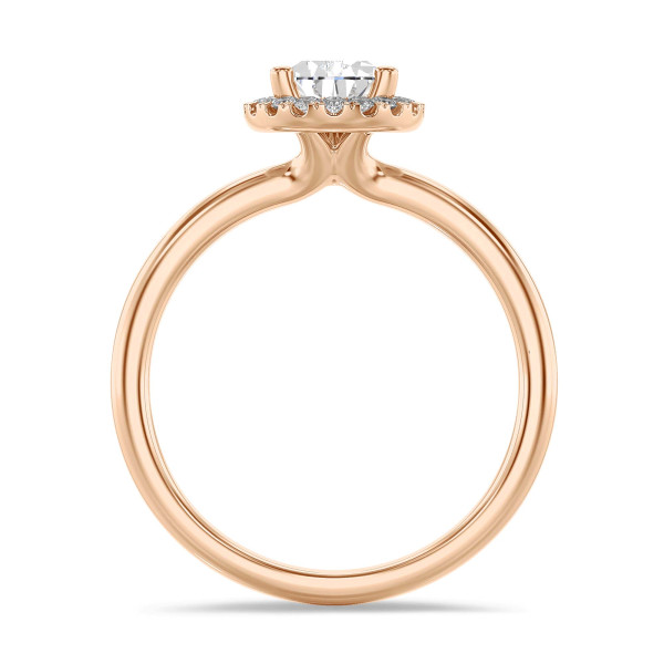 Ringen - 3.00 karaat halo solitaire ring met peervormige diamant in rood goud met ronde diamanten