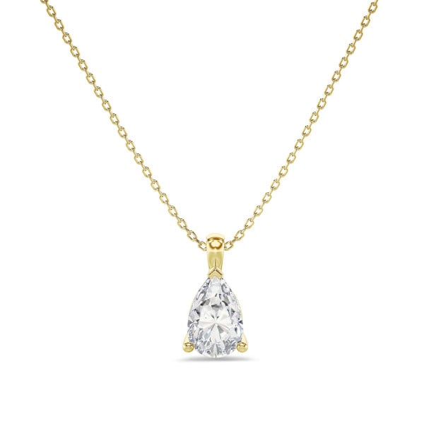 Halskettingen - 1.00 karaat solitaire hanger in geel goud met peervormige diamant