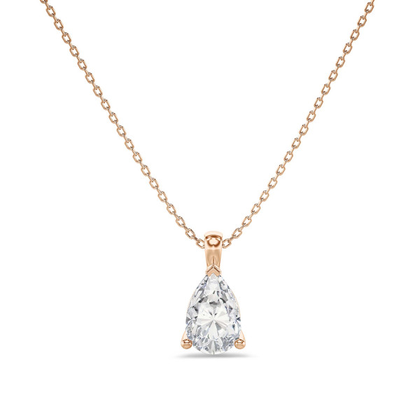 Halskettingen - 1.00 karaat solitaire hanger in rood goud met peervormige diamant