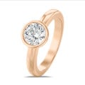 1.50 karaat solitaire ring in rood goud met ronde diamant