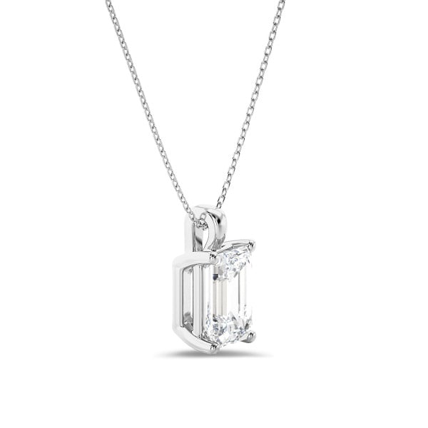 Halskettingen - 1.00 karaat solitaire hanger in wit goud met emerald cut diamant