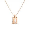 2.00 karaat solitaire hanger in rood goud met emerald cut diamant