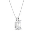 3.00 karaat solitaire hanger in wit goud met lab grown emerald cut diamant