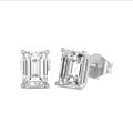 3.00 karaat solitaire oorbellen in wit goud met lab grown emerald cut diamanten