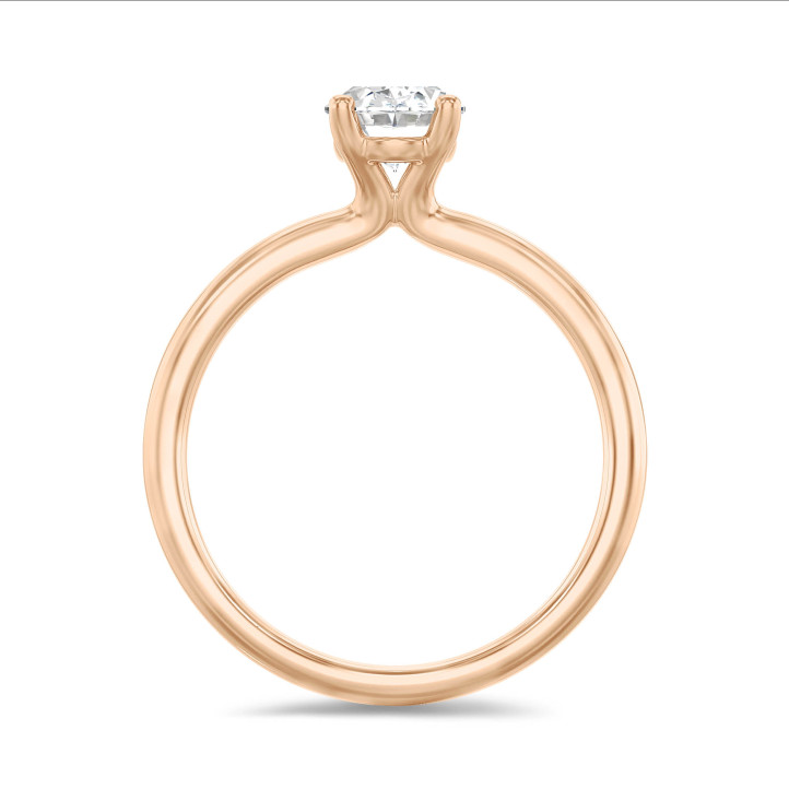 1.20 karaat solitaire ring met een ovale lab grown diamant in rood goud