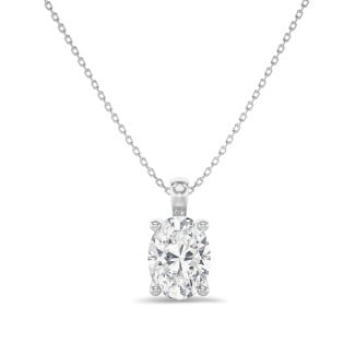 1.00 karaat solitaire hanger in wit goud met ovale diamant