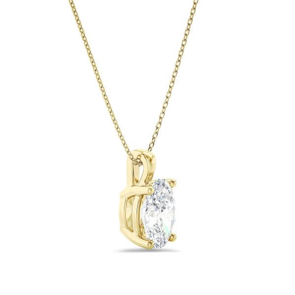 Halskettingen - 1.00 karaat solitaire hanger in geel goud met ovale diamant