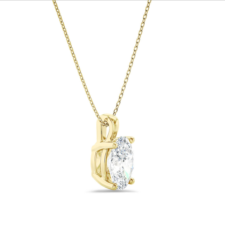 3.00 karaat solitaire hanger in geel goud met ovale diamant