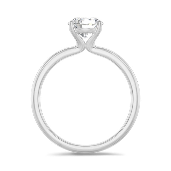 1.00 karaat solitaire ring in wit goud met ronde diamant