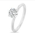 1.00 karaat solitaire ring in wit goud met ronde lab grown diamant
