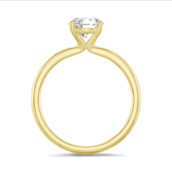 1.00 karaat solitaire ring in geel goud met ronde lab grown diamant
