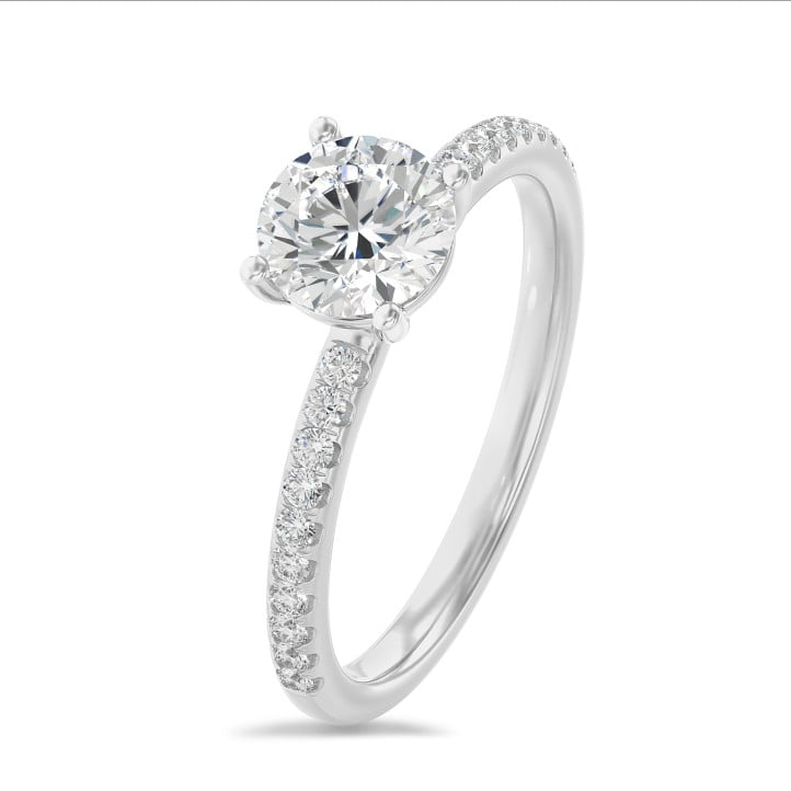 1.00 karaat solitaire ring in wit goud met lab grown zijdiamanten