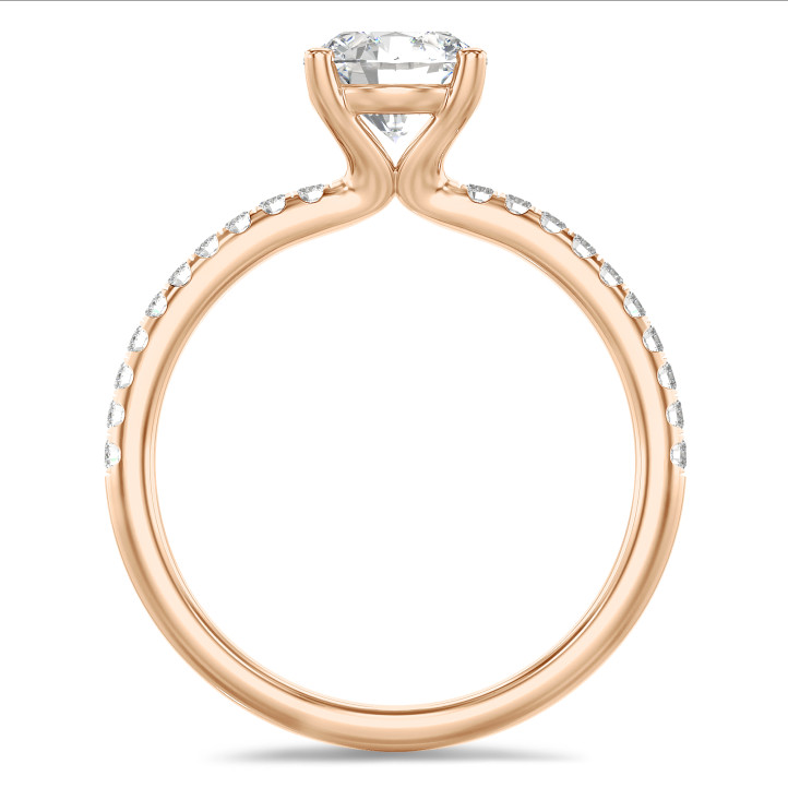 3.00 karaat solitaire ring in rood goud met lab grown zijdiamanten