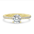 1.50 karaat solitaire ring in geel goud met lab grown zijdiamanten