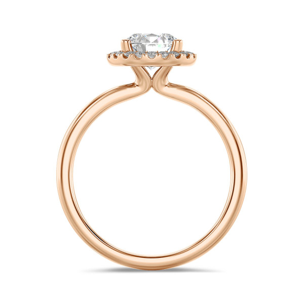Ringen - 1.00 karaat halo solitaire ring in rood goud met ronde diamanten