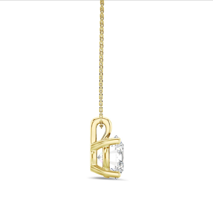 1.00 karaat solitaire hanger in geel goud met ronde lab grown diamant