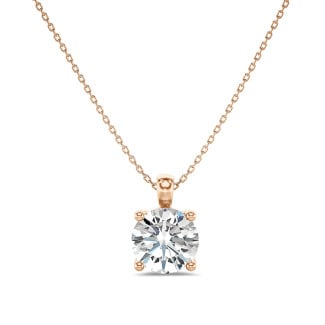 2.00 karaat solitaire hanger in rood goud met ronde diamant