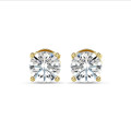 2.00 karaat solitaire oorbellen in geel goud met ronde diamanten