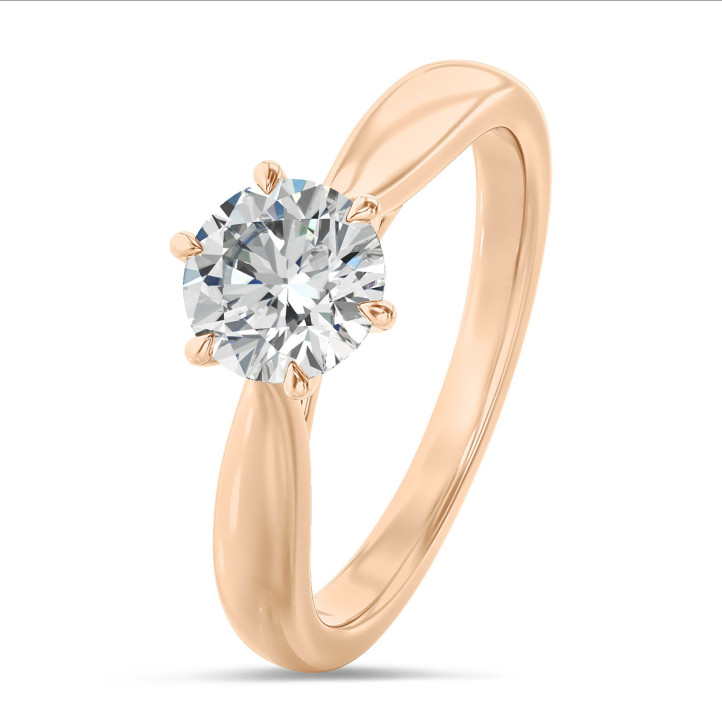 1.50 karaat lab grown diamanten solitaire ring in rood goud