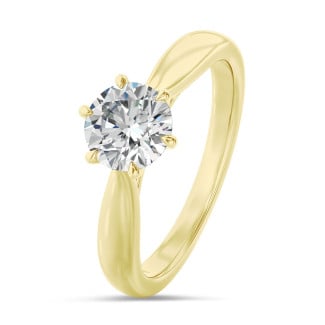 1.50 karaat diamanten solitaire ring in geel goud