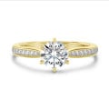 2.00 karaat lab grown diamanten solitaire ring in geel goud met lab grown zijdiamanten