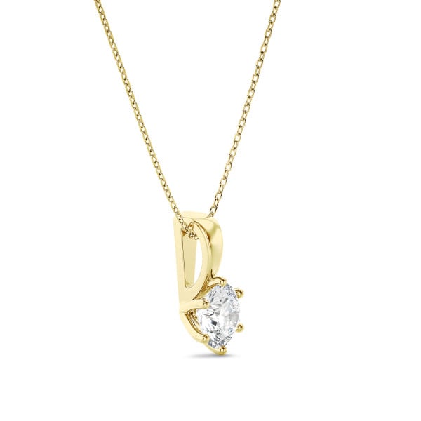 Halskettingen - 1.00 karaat solitaire hanger in geel goud met ronde diamant