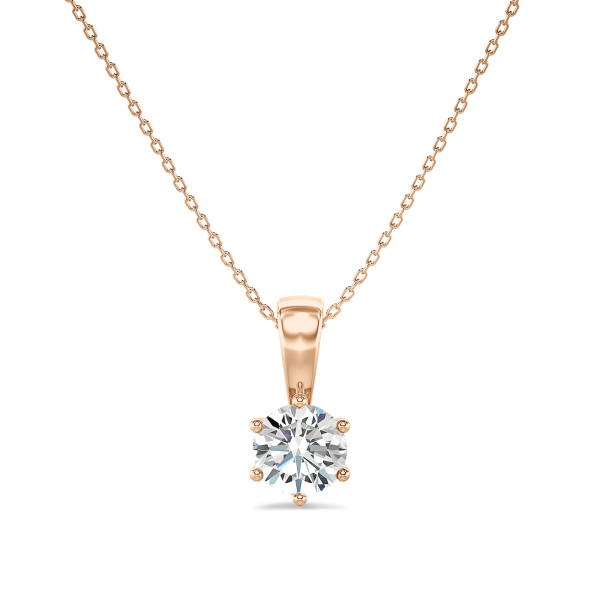 Search all PLP - 1.00 karaat solitaire hanger in rood goud met ronde lab grown diamant