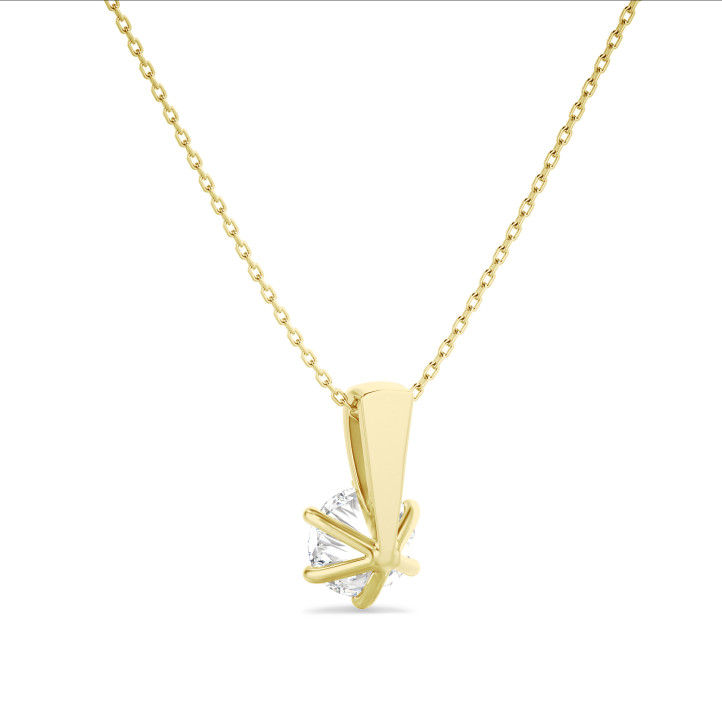 2.50 karaat solitaire hanger in geel goud met ronde lab grown diamant
