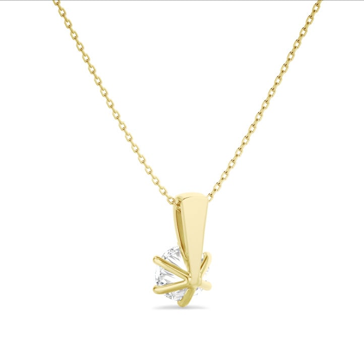 3.00 karaat solitaire hanger in geel goud met ronde diamant
