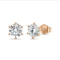 3.00 karaat solitaire oorbellen in rood goud met ronde diamanten