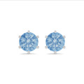 3.00 karaat solitaire oorbellen in wit goud met ronde blauwe diamanten