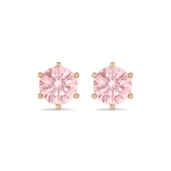 Search all PLP - 2.00 karaat solitaire oorbellen in rood goud met ronde roze diamanten